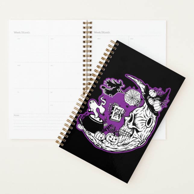 Halloween Crescent Moon Witwe Skull Planer (Anzeige)