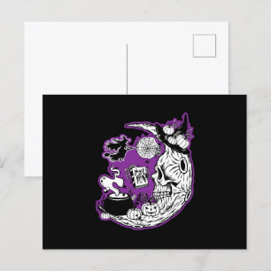 Halloween Crescent Moon Witwe Skull Postkarte