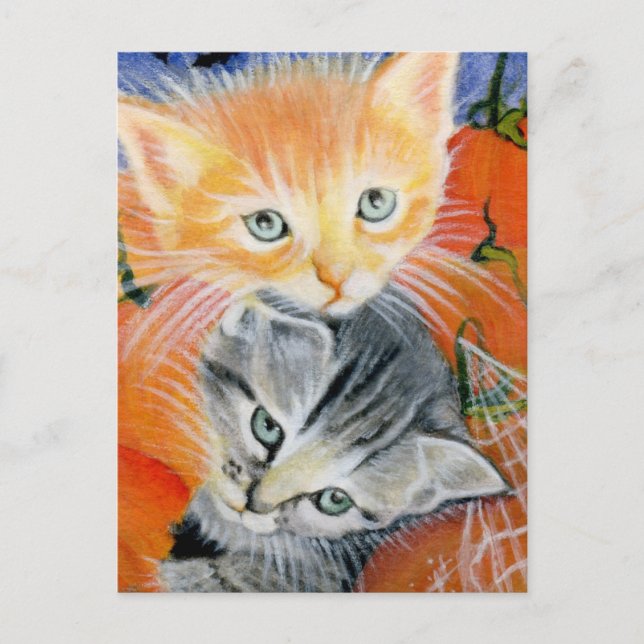 halloween critter Kätzchen Postkarte (Vorderseite)