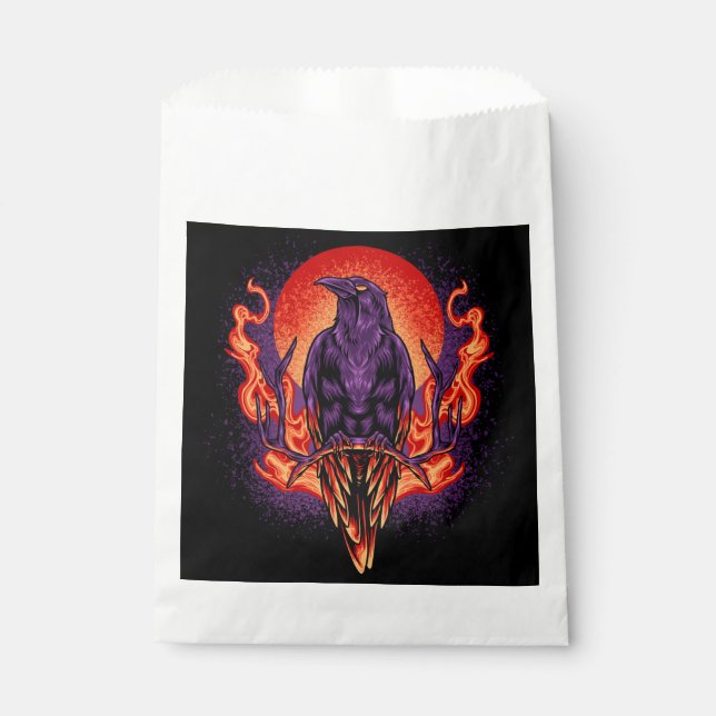 Halloween Crow and Moon Geschenktütchen (Vorderseite)