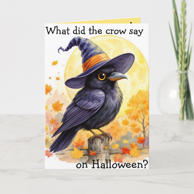 "Halloween Crow" Kinderwitz Halloween Karte (Vorderseite)