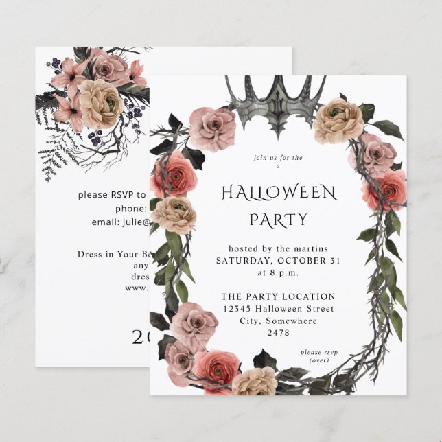 Halloween Crown Pink Black Floral Party Whi (Vorne/Hinten)