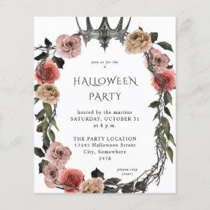 Halloween Crown Pink Black Floral Party Whi Flyer