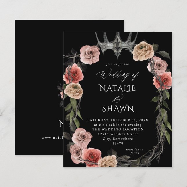 Halloween Crown Pink Black Floral Wedding B (Vorne/Hinten)