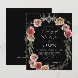 Halloween Crown Pink Black Floral Wedding B