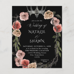 Halloween Crown Pink Black Floral Wedding B Flyer