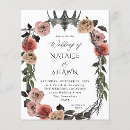 Halloween Crown Pink & Black Floral Wedding Flyer