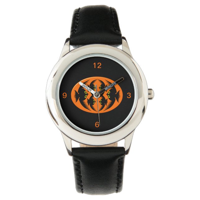 Halloween Crows Kids mit Zahlen beobachten Armbanduhr (Vorderseite)