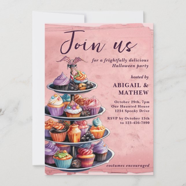 Halloween Cupcakes Trendy Halloween-Party Einladung (Vorderseite)