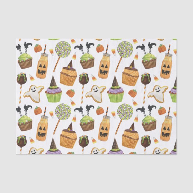 Halloween Cupcakes und Süßigkeiten Seidenpapier (Vorderseite)