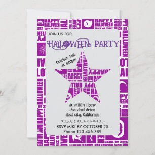 Halloween Custom Cool Whimsical Typografie Lila Einladung