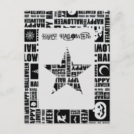 Halloween Custom Cool Whimsical Typografy Black Postkarte