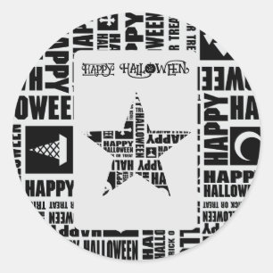 Halloween Custom Cool Whimsical Typografy Black Runder Aufkleber
