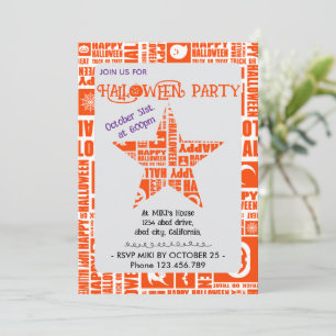 Halloween Custom Cool Whimsical Typografy Orange Einladung