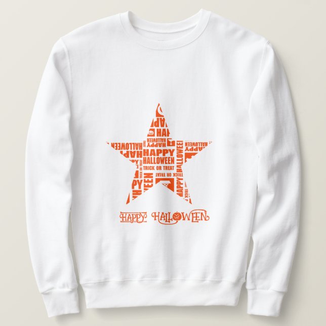 Halloween Custom Cool Whimsical Typografy Orange Sweatshirt (Design vorne)