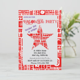 Halloween Custom Cool Whimsical Typografy Red Einladung