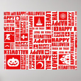 Halloween Custom Cool Whimsical Typografy Red Poster