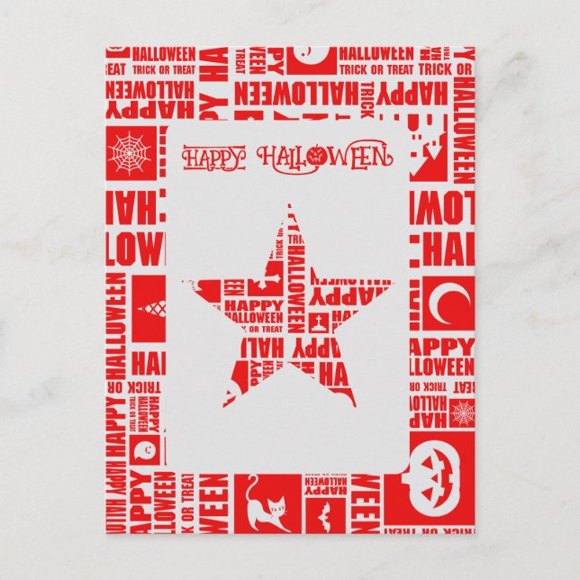 Halloween Custom Cool Whimsical Typografy Red Postkarte (Vorderseite)