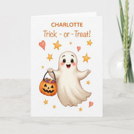 Halloween Custom Name Boo-tiful Girl Trick-or-Trea Karte