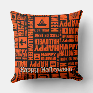 Halloween Custom Whimsical Cool Funny Orange Kissen