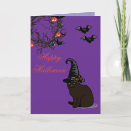 Halloween Custom Whimsical Funny Cat Lila Karte