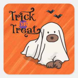 Halloween Custom Whimsical Funny Dog Orange Quadratischer Aufkleber