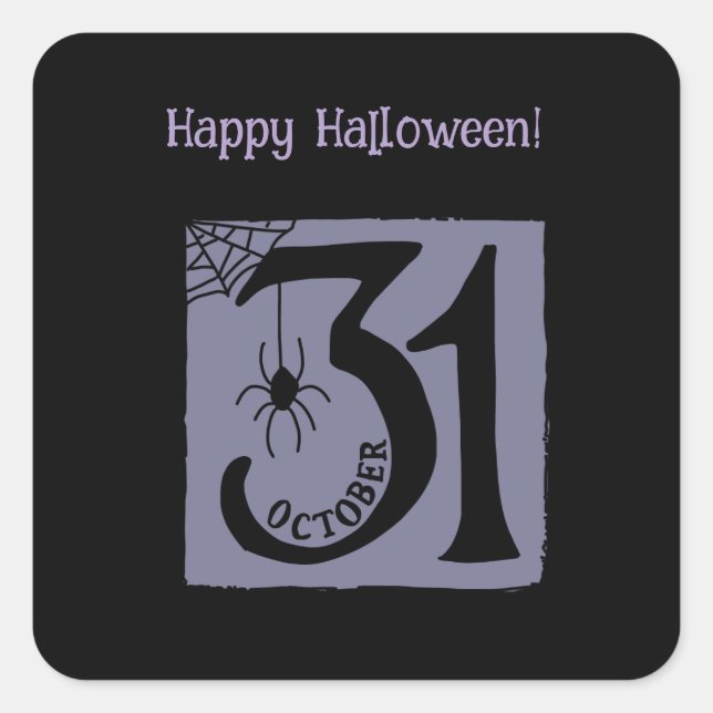 Halloween Custom Whimsical Funny Modern Lila Quadratischer Aufkleber (Vorderseite)
