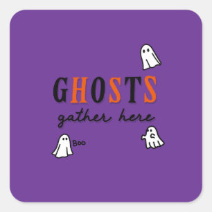 Halloween Custom Whimsical Funny Modern Lila Quadratischer Aufkleber