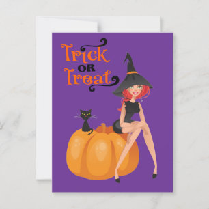 Halloween Custom Whimsical Niedlich Hexe Lila Postkarte