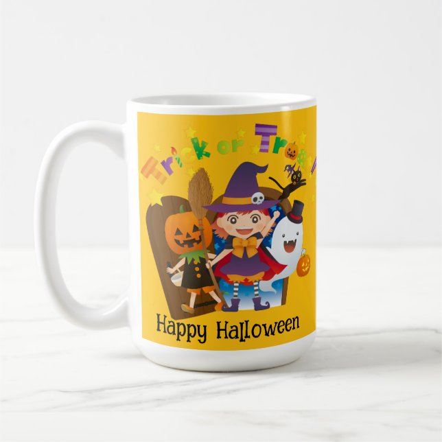 Halloween Custom Whimsical Niedlich Hexenmädchen O Kaffeetasse (Links)