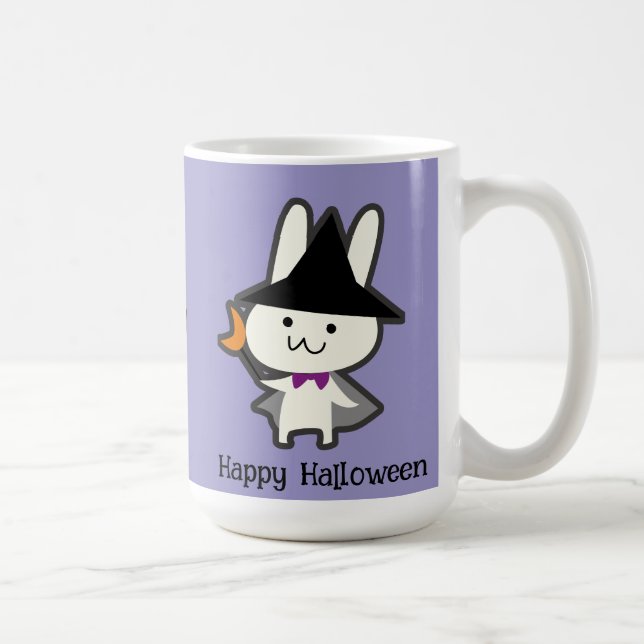 Halloween Custom Whimsical Niedlich Wizard Rabbit Kaffeetasse (Rechts)