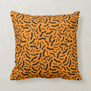 Halloween Customize Orange Bat Cotton 16"X16" Kissen