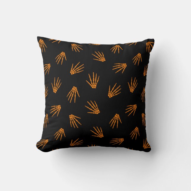 Halloween Customize Orange Bones Cotton 16"X16" Kissen (Vorderseite)
