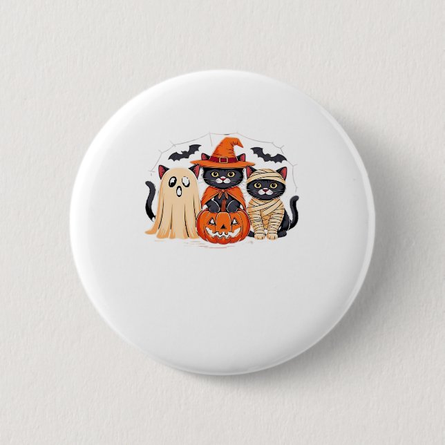 Halloween Cute Ghost Pumpkin Cat Classic T-Shirt_1 Button (Vorderseite)