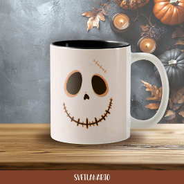 Halloween Cute Stitched Skull Skeleton Coffee Mug Zweifarbige Tasse