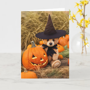 Halloween Cute Teddy Bear und Jack O Lantern Karte