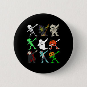 Halloween Dabbing Skeletton Hexen und Monster Boys Button