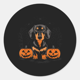 Halloween Dachshund Hund mit schwarzem und braunem Runder Aufkleber