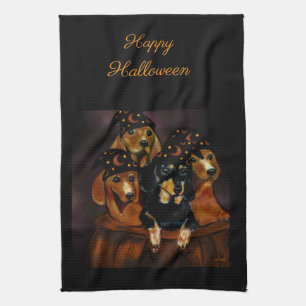 Halloween-Dachshunde Geschirrtuch