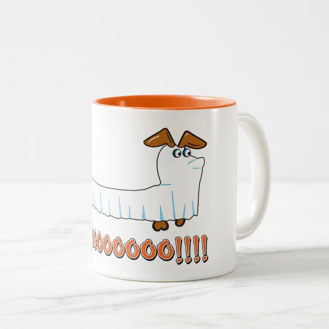 Halloween-Dackel - BOO Zweifarbige Tasse (VorderseiteRechts)