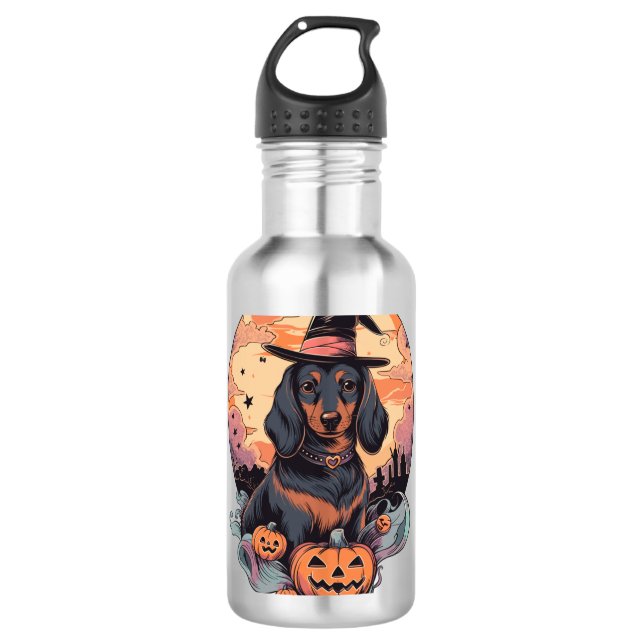 Halloween-Dackel Edelstahlflasche (Vorderseite)
