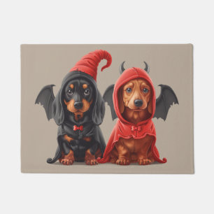 Halloween Dackel Hunde Devil Bat Fußmatte