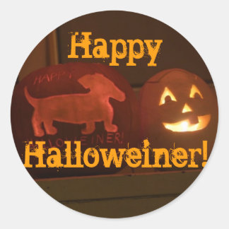 Halloween Dackel Jack-o-Laterne Runder Aufkleber