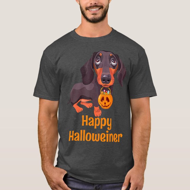 Halloween Dackel Kostüm für Männer Frauen glücklic T-Shirt (Vorderseite)
