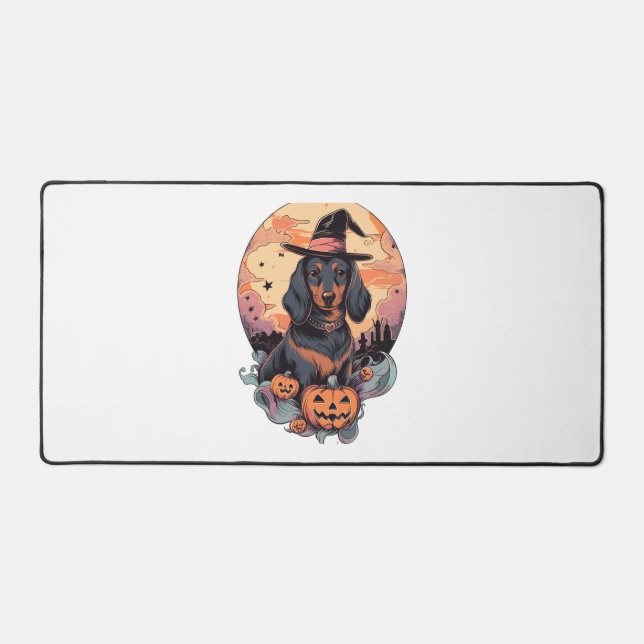 Halloween-Dackel Schreibtischunterlage (Vorderseite)