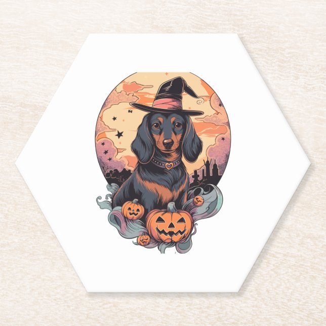 Halloween-Dackel Untersetzer (Vorderseite)