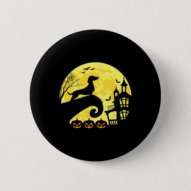 Halloween Dackel Würstchen Dackel Moonshine Sausag Button (Vorderseite)