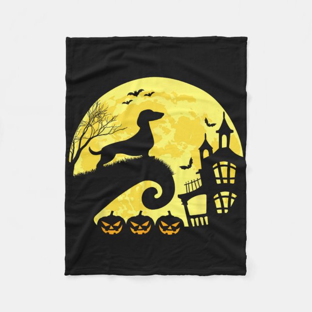 Halloween Dackel Würstchen Dackel Moonshine Sausag Fleecedecke (Vorderseite)
