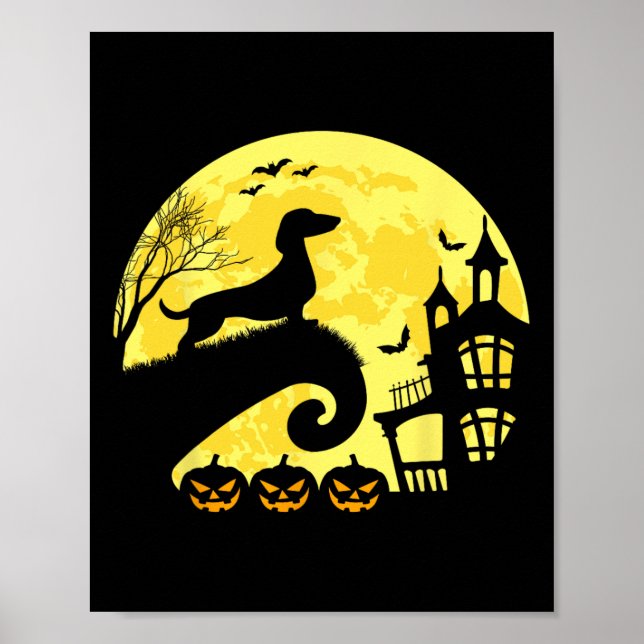 Halloween Dackel Würstchen Dackel Moonshine Sausag Poster (Vorne)