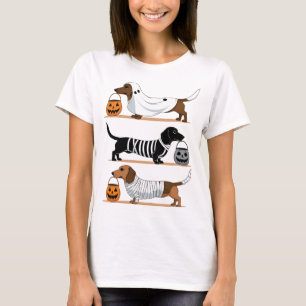 Halloween-Dackeln Cartoon-T-Shirt für Hundeliebhab T-Shirt